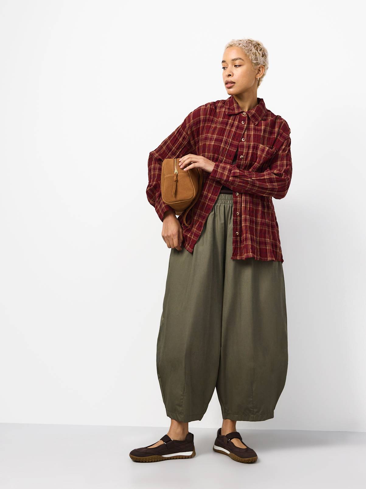 Dark Red Cotton-Rich Check Shirt 14 - Image 2